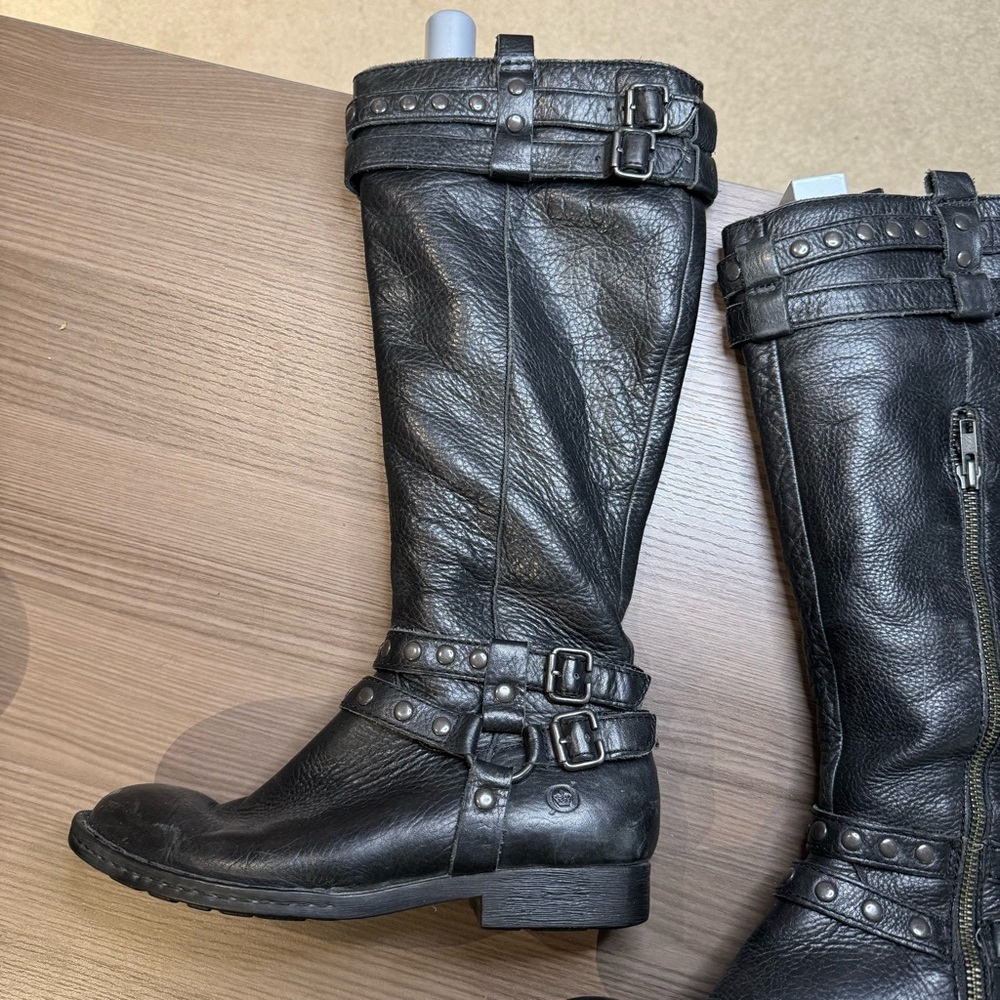 Born Black Knee High Soft Leather Boots - Picture 5 of 9